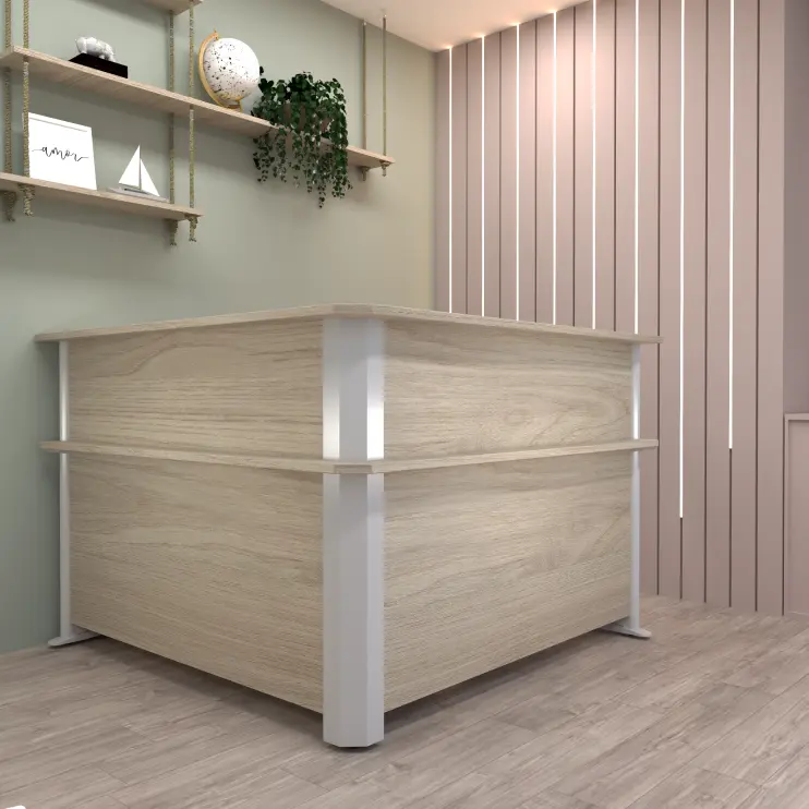 BALCÃO DE ATENDIMENTO DELTA COM PÉ DE AÇO