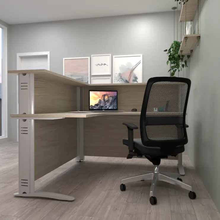 BALCÃO DE ATENDIMENTO DELTA COM PÉ DE AÇO