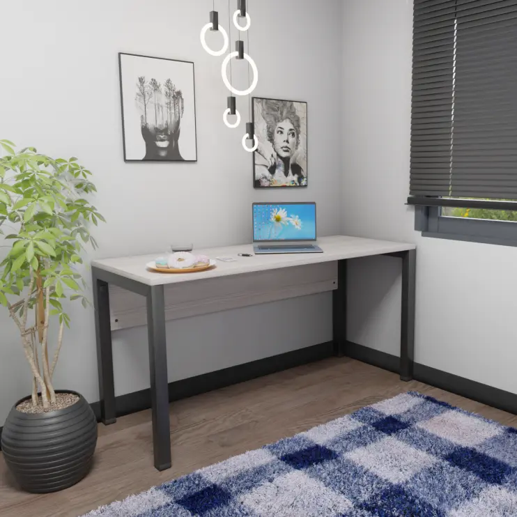 MESA RETA PÉ TRAVE DE AÇO