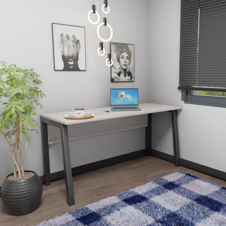 MESA RETA PÉ TRAVE DE AÇO