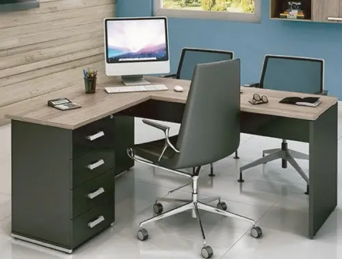 MESA EM "L" COM PÉ GAVETEIRO - PRIMA