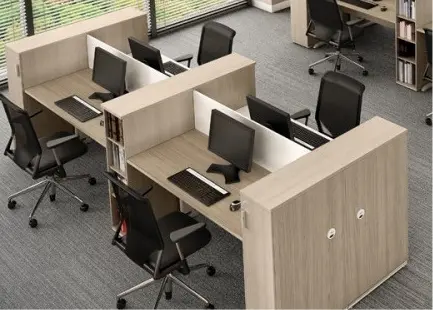 ESTAÇÃO DE TRABALHO DE 4 LUGARES COM ARMÁRIO LATERAL