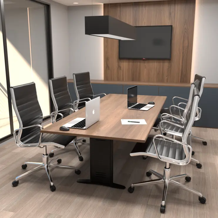 MESA DE REUNIÃO RETANGULAR COM PÉ DE AÇO