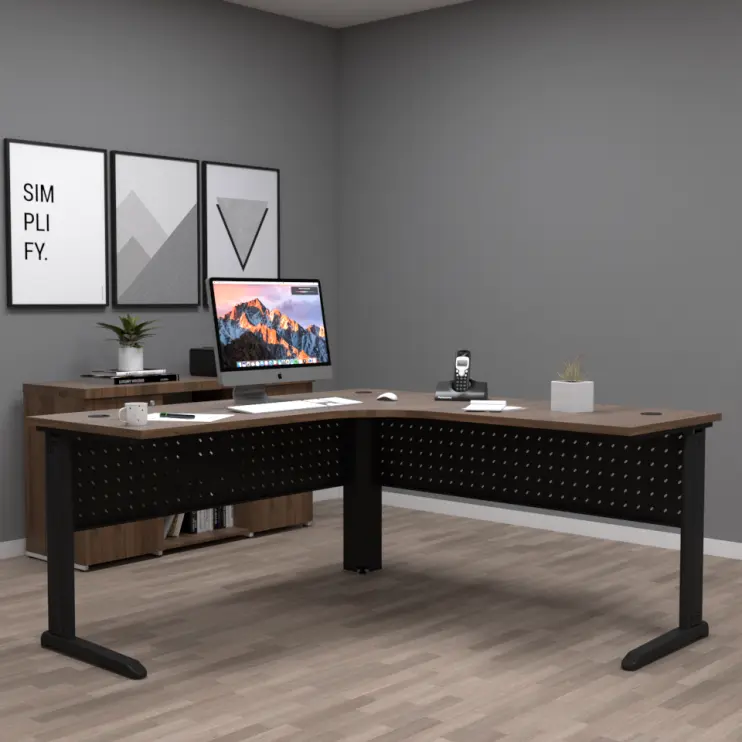 MESA DELTA PÉ DE AÇO COM SAIA EM AÇO