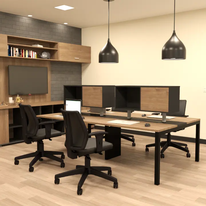 PLATAFORMA DUPLA COM PÉ TRAVE E ARMÁRIO NICHO CENTRAL