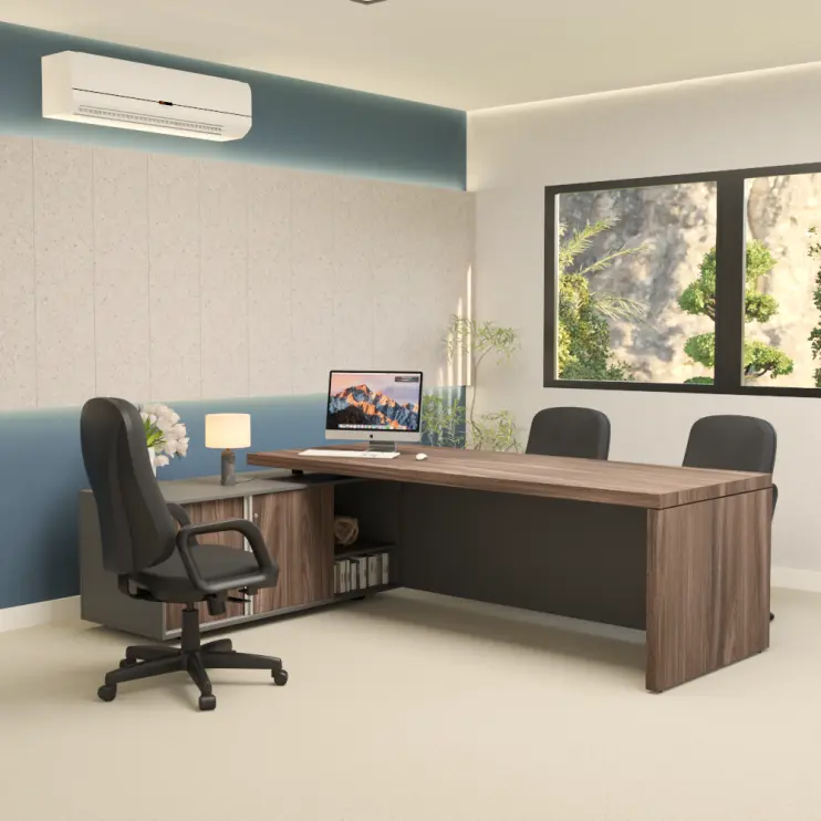 MESA DIRETORIA COM PÉ GAVETEIRO