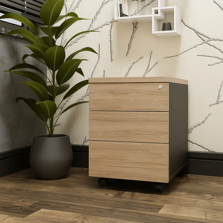 GAVETEIRO VOLANTE COM PUXADOR LATERAL E 3 GAVETAS