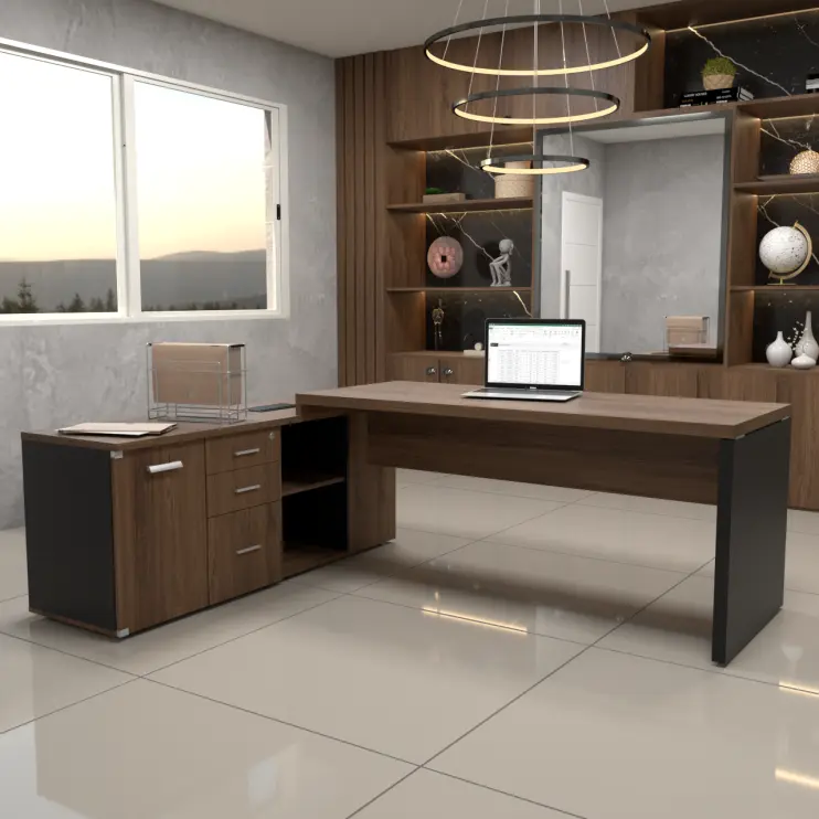 MESA DIRETIVA COM ARMÁRIO LATERAL - PRIMA IMPACT