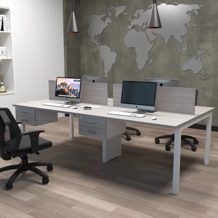 PLATAFORMA DUPLA PÉ AÇO COM GAVETEIRO FIXO