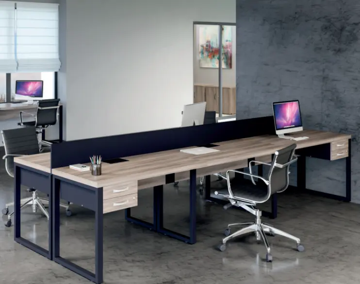 PLATAFORMA DUPLA PÉ AÇO COM GAVETEIRO FIXO