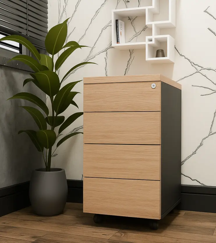 GAVETEIRO VOLANTE COM 4 GAVETAS E PUXADOR LATERAL