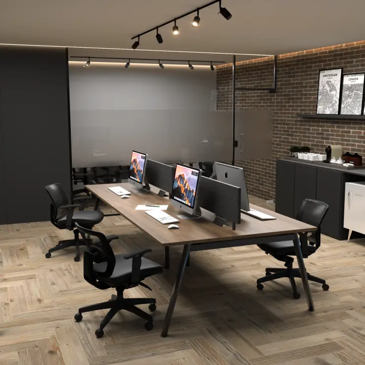 PLATAFORMA DUPLA COM PÉ CAVALETE E DIVISÓRIA CENTRAL