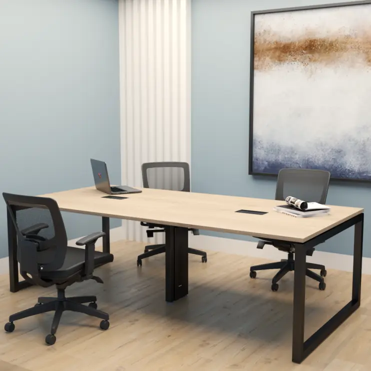 MESA DE REUNIÃO COM PÉ QUADRO DE AÇO