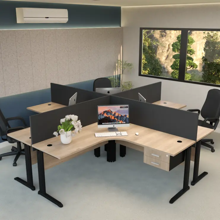 ESTAÇÃO DE TRABALHO DE 4 LUGARES COM GAVETEIRO FIXO