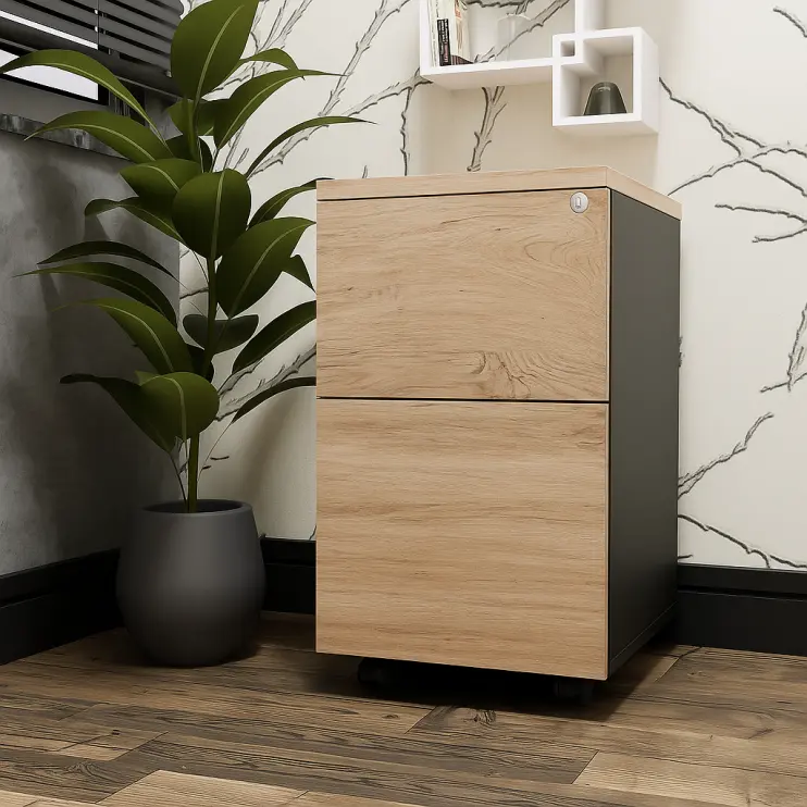 GAVETEIRO VOLANTE COM 2 GAVETAS E  PUXADOR LATERAL