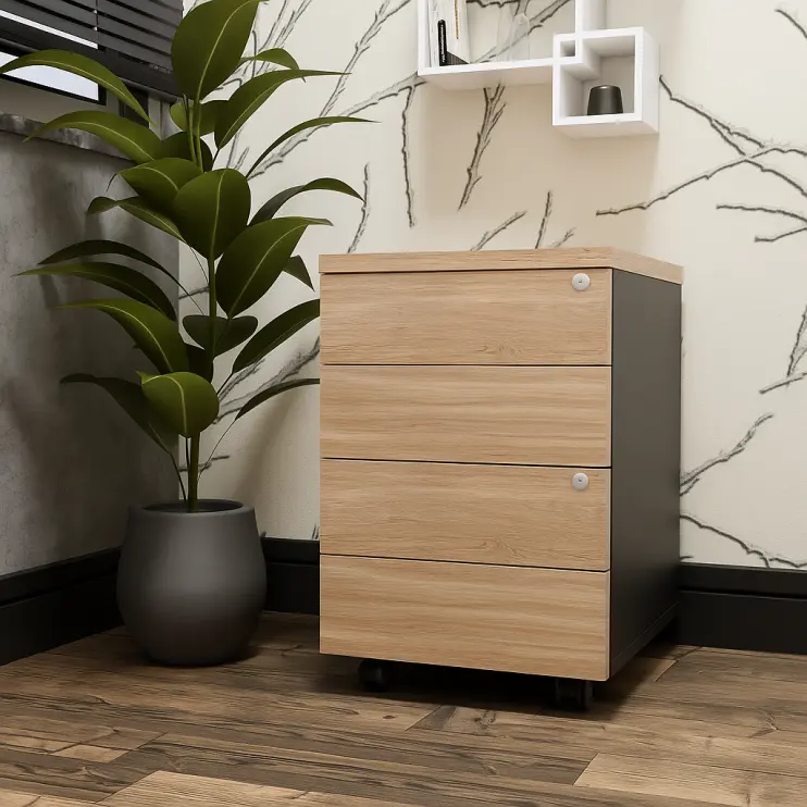 GAVETEIRO VOLANTE COM 4 GAVETAS E PUXADOR LATERAL